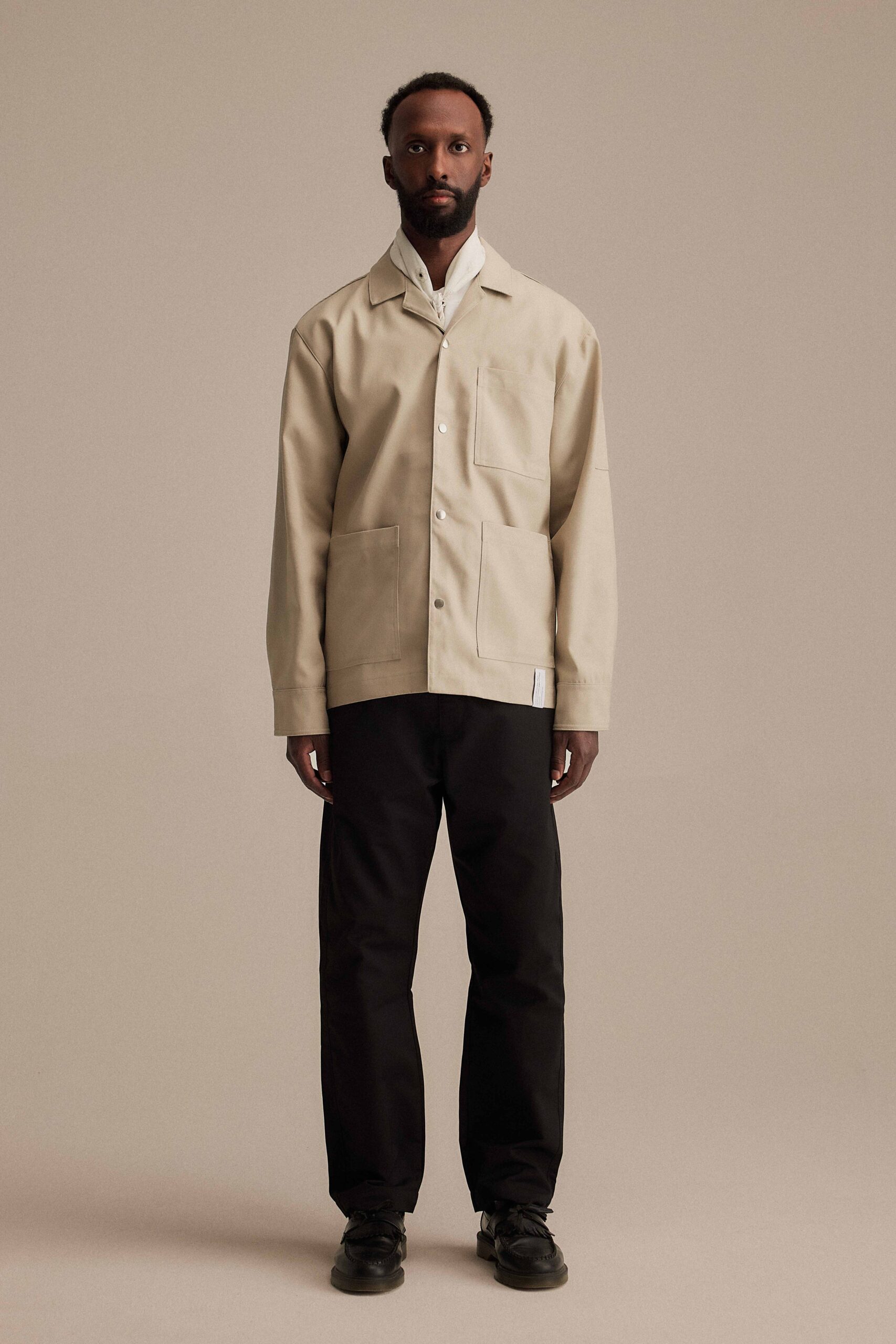 CAMP COLLAR OVERSHIRT - BEIGE